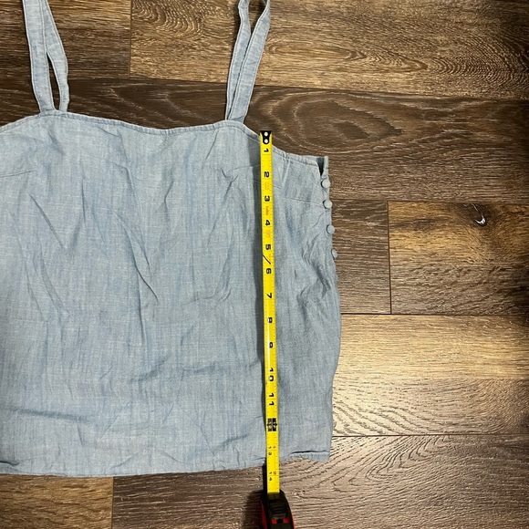 Madewell Crop Top Women's Light Blue Denim Square Neck Side Button Sleeveless - Picture 5 of 10